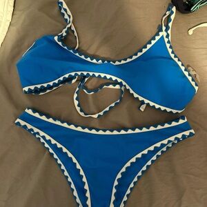 SHEIN Blue and White Bikini Set